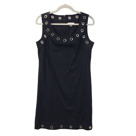 Calvin Klein Grommet Embellished Black Shift Dress Size 10 - Picture 1 of 6